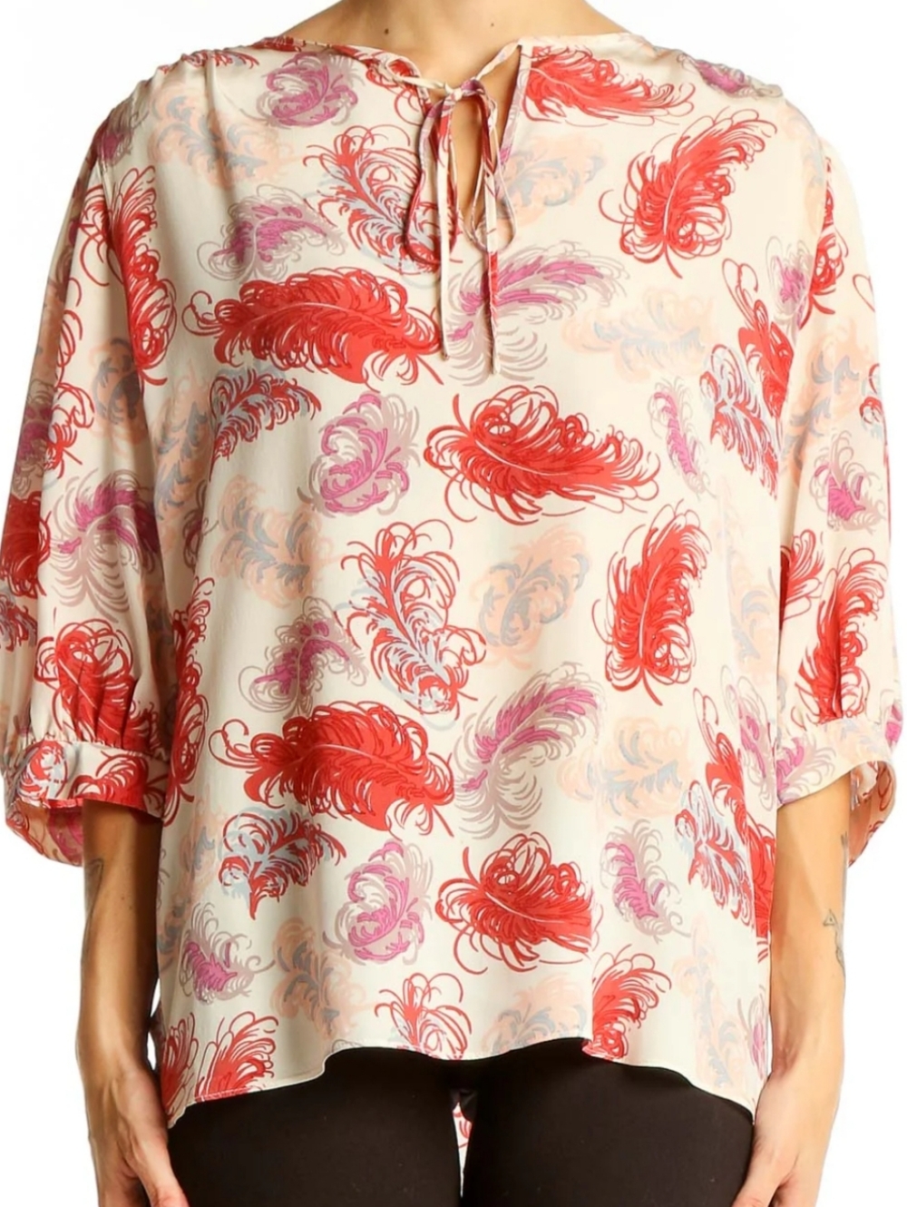 New Tucker Feather Silk Blouse